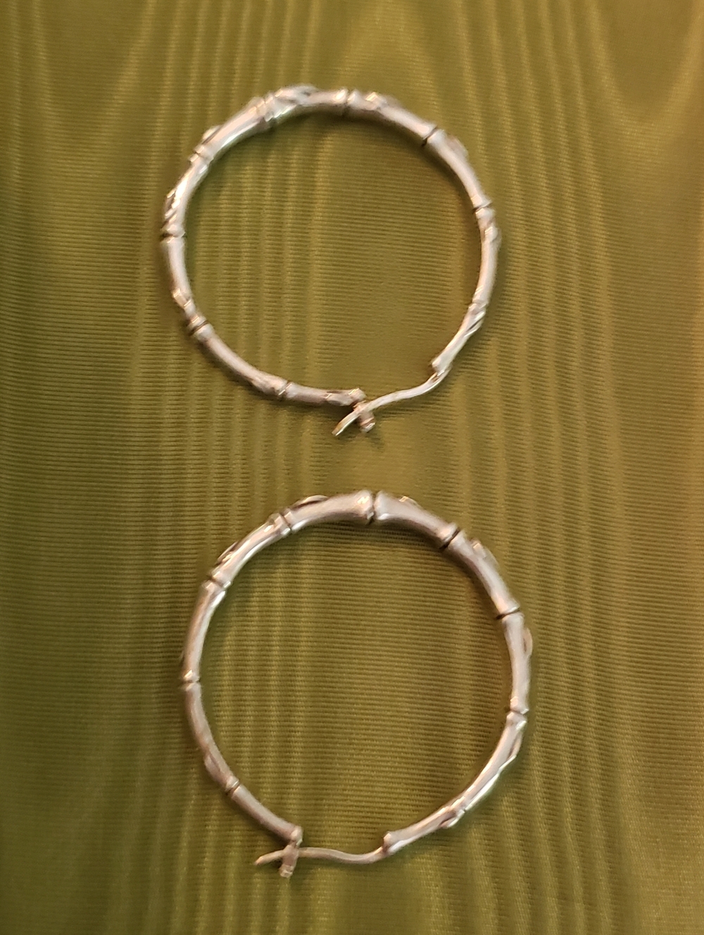 JAI Sterling Silver Hoop Earrings, Bamboo Design, Not Used - Picture 4 of 6